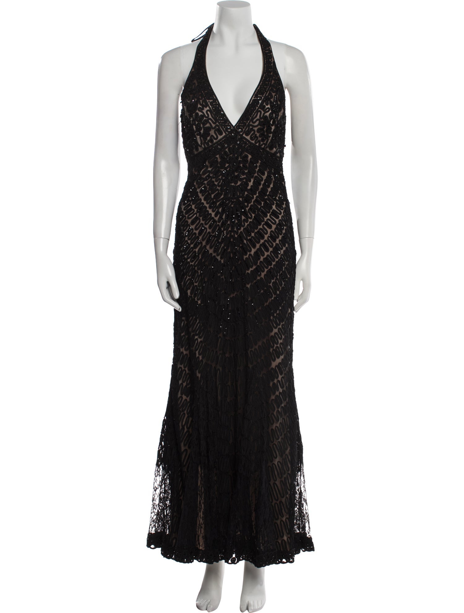 Sue Wong Lace Pattern Long Dress