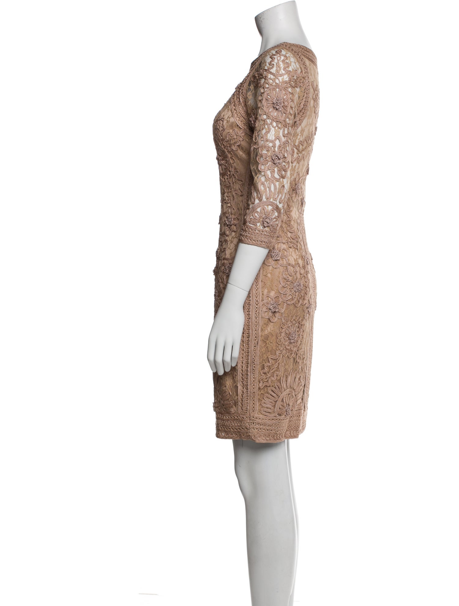 Sue Wong Bateau Neckline Mini Dress