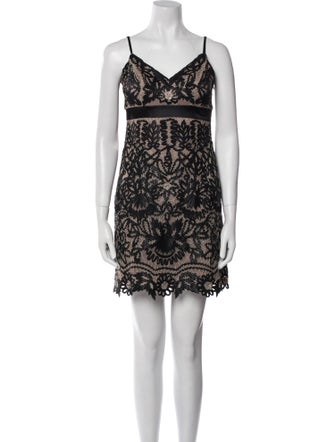 Sue Wong Lace Pattern Mini Dress