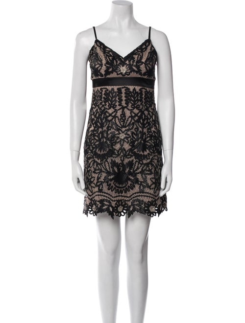 Sue Wong Lace Pattern Mini Dress
