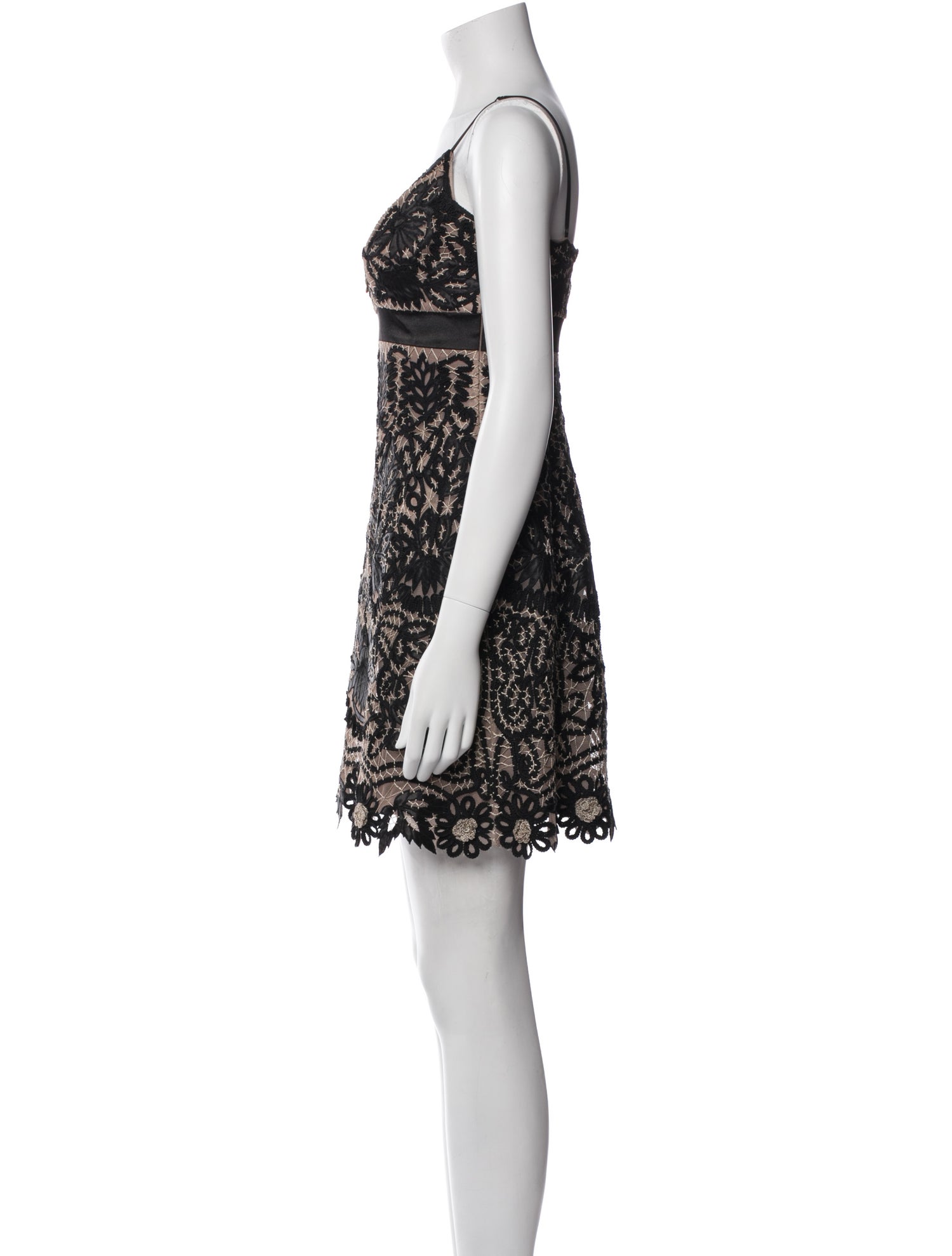 Sue Wong Lace Pattern Mini Dress