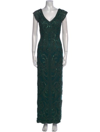 Sue Wong V-Neck Long Dress