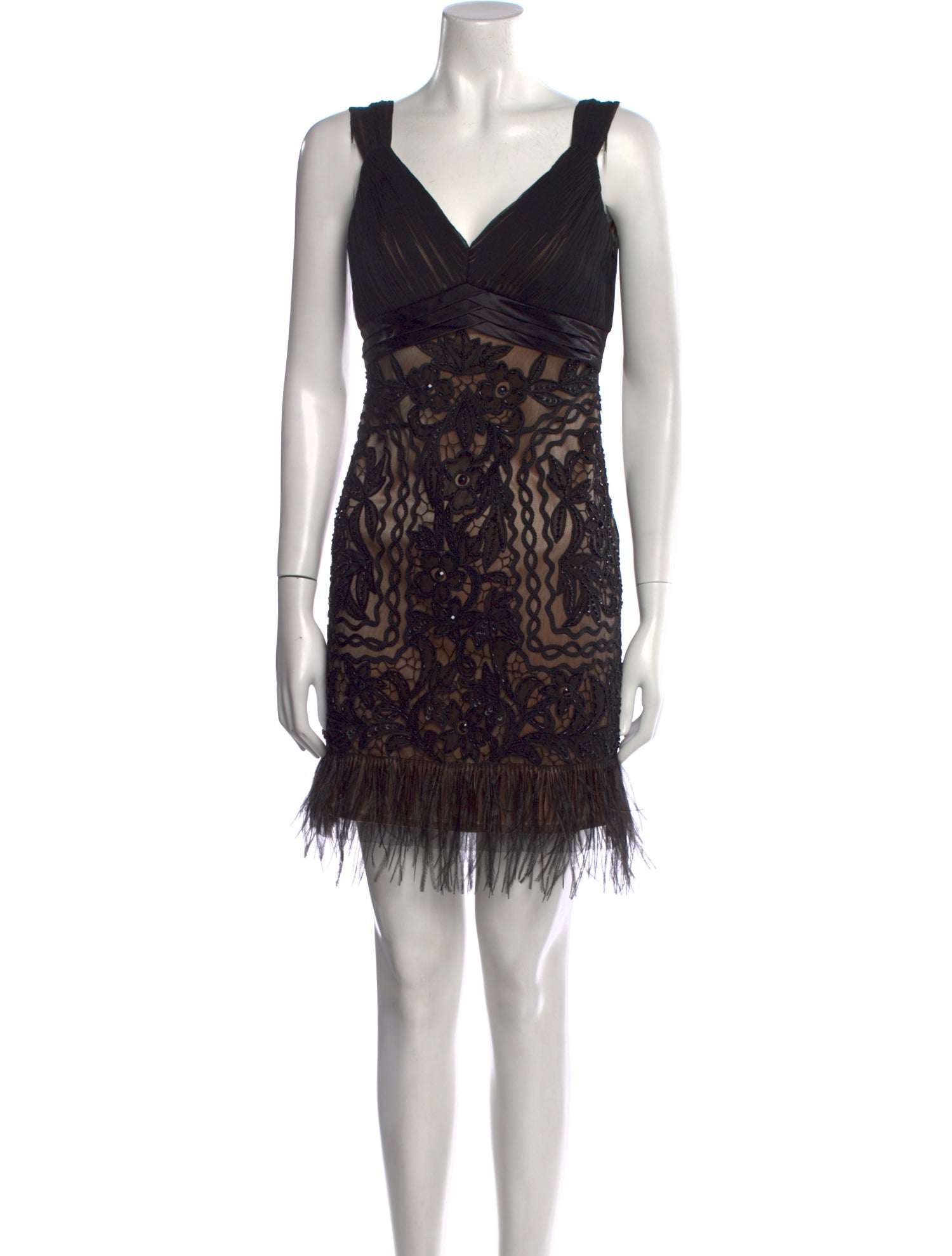 Sue Wong Nylon Mini Dress in Black, Women's US 2 | XS