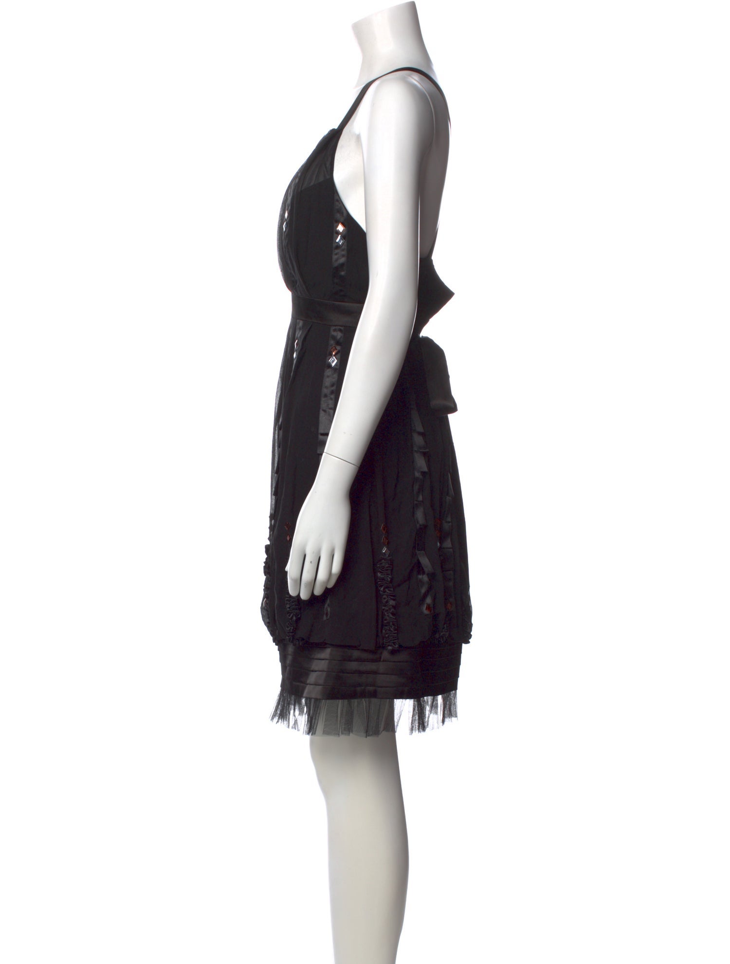sue wong drop waist dress Sue Wong Dress Size 6 Black Feathered Cocktail Dress Strapless Beaded New  Tags