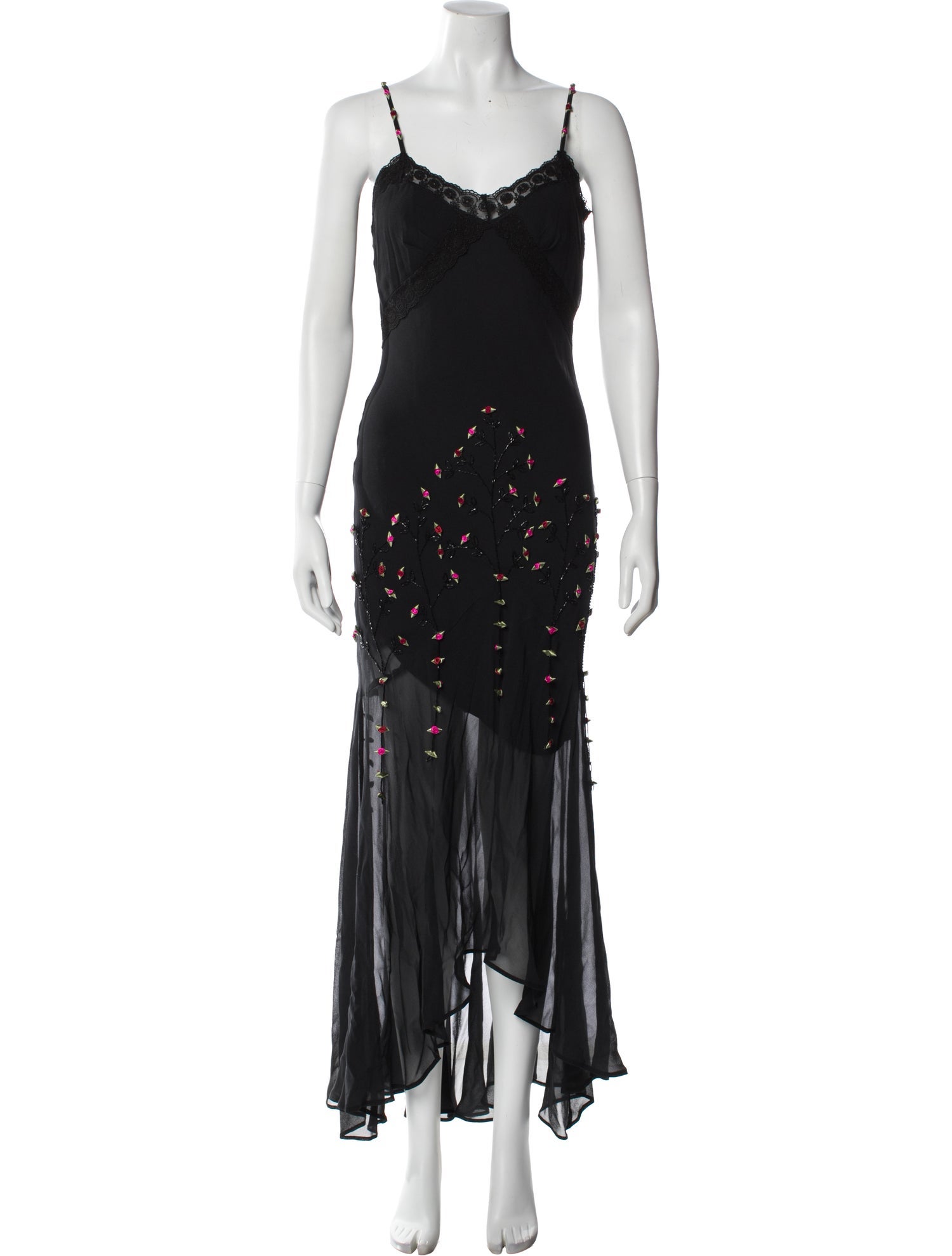 Sue Wong Silk Long Dress in Black, Women's US 4 | S
