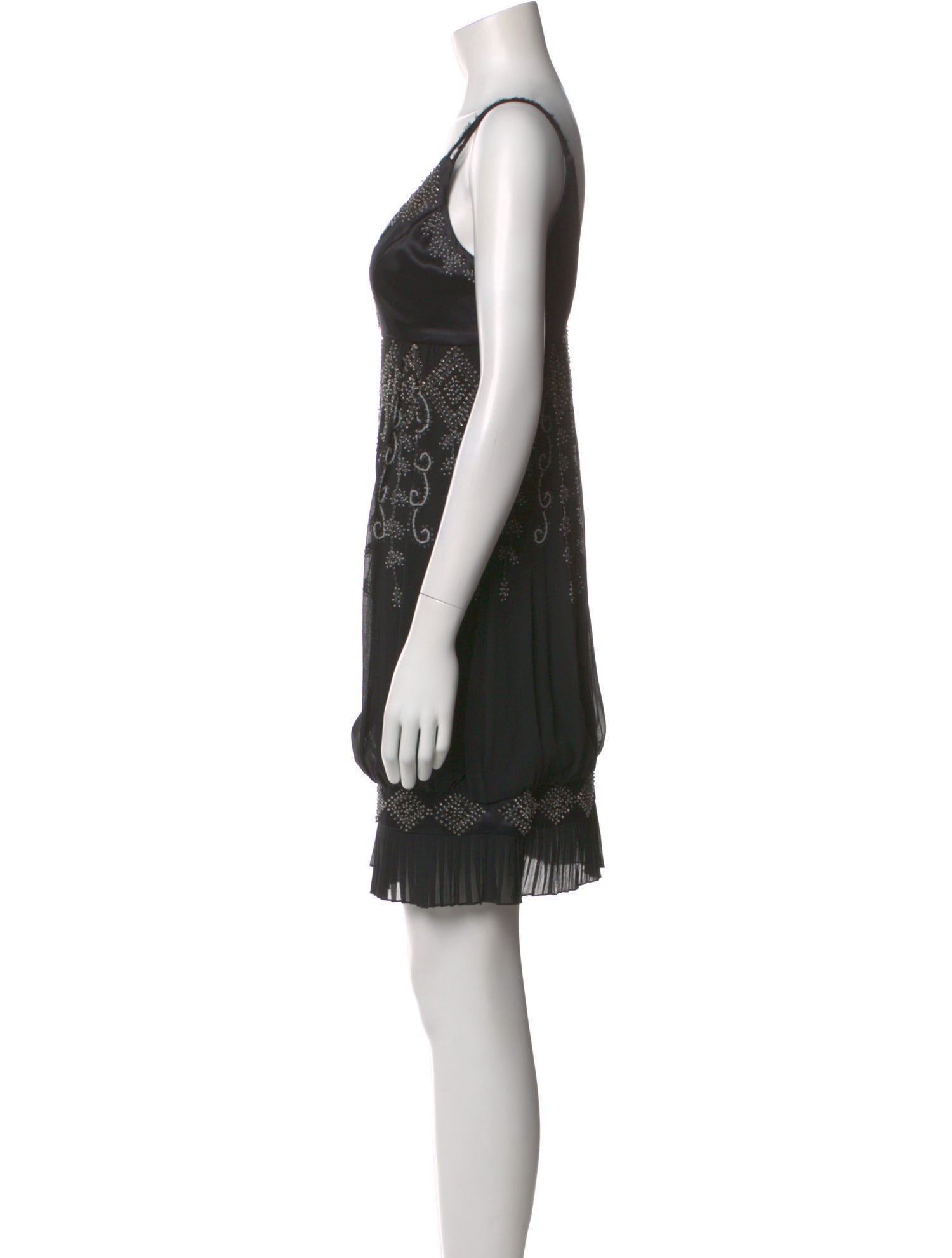Sue Wong Silk Mini Dress in Black, Women's US 2 | XS