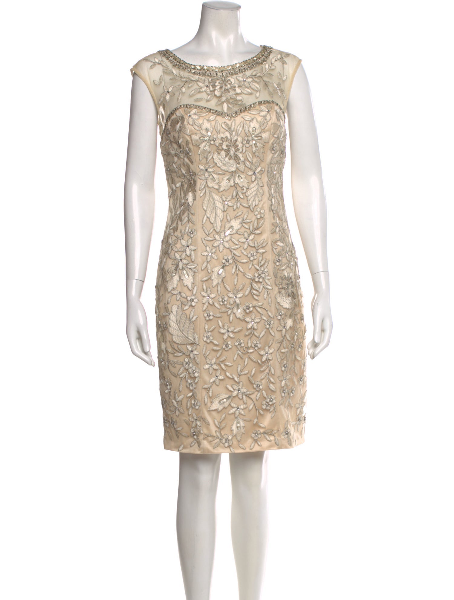 Sue Wong Short Dresses Sue Wong - Cap Sleeved Jewel Neck A-Line Dress N5212 8 / Rose Sue Wong Short Dresses Sue Wong - Cap Sleeved Jewel Neck A-Line Dress N5212 8 / Rose