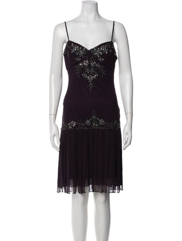 Pre-owned Sue Wong Silk Knee-length Dress In Purple