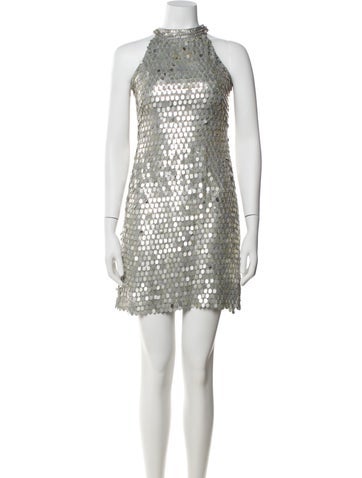 Pre-owned Sue Wong Silk Mini Dress In Gray
