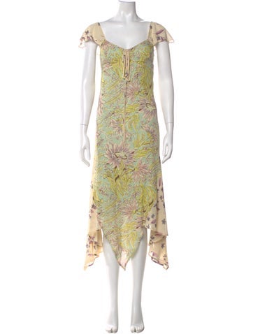 Pre-owned Sue Wong Silk Long Dress In Multi