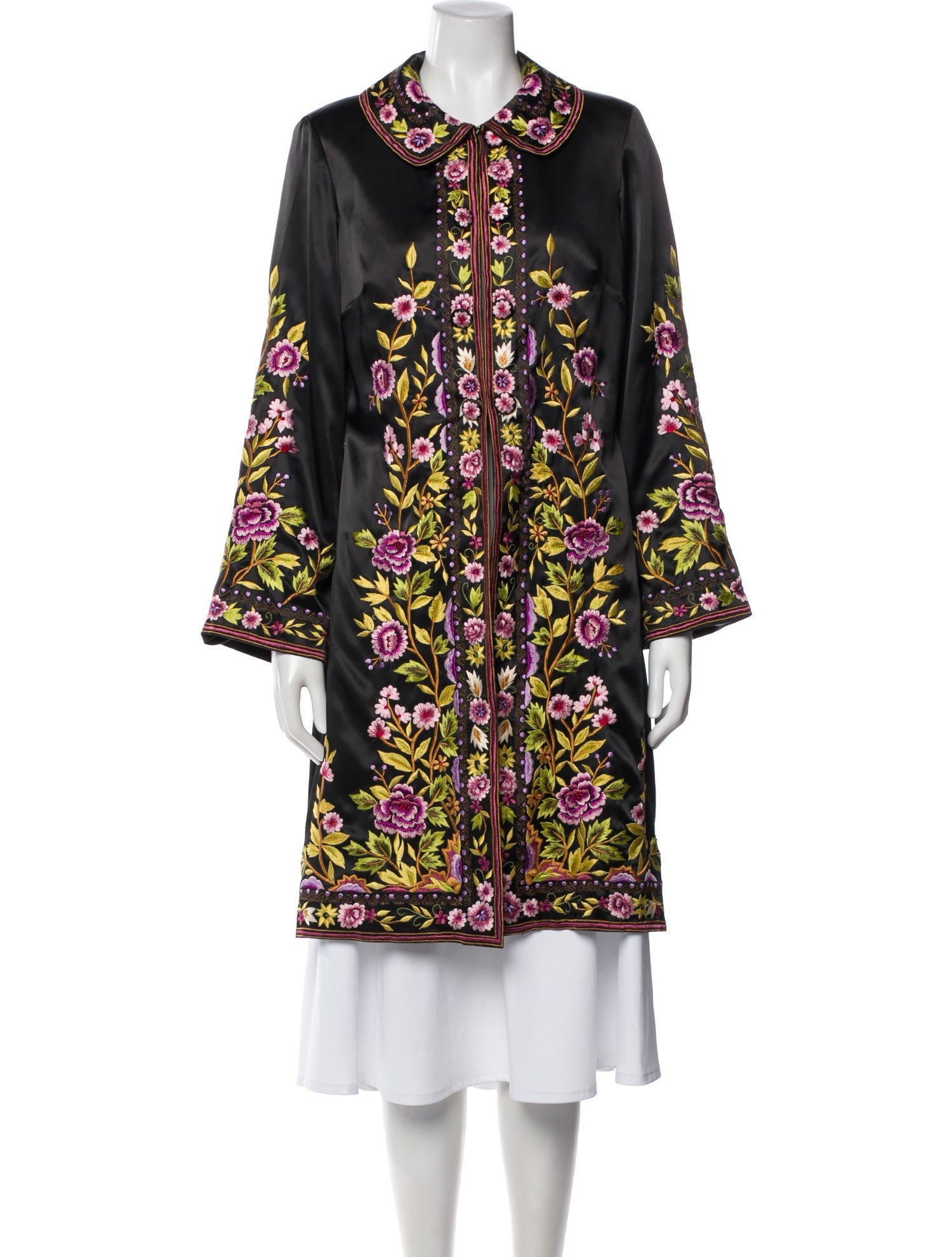 green emerald velvet dress Sue Wong One Shoulder Embroidered Floral Dress