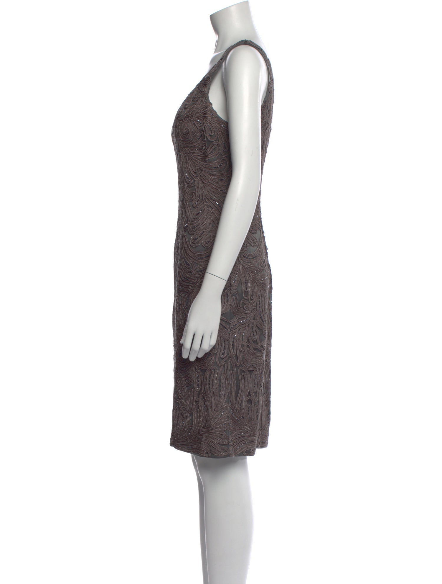sue wong grey dress Vintage Y2K beaded fairy beaded crochet dress embellished homecoming fairycore prom evening occasion dress, Sue Wong Silver Knit Slip Dress