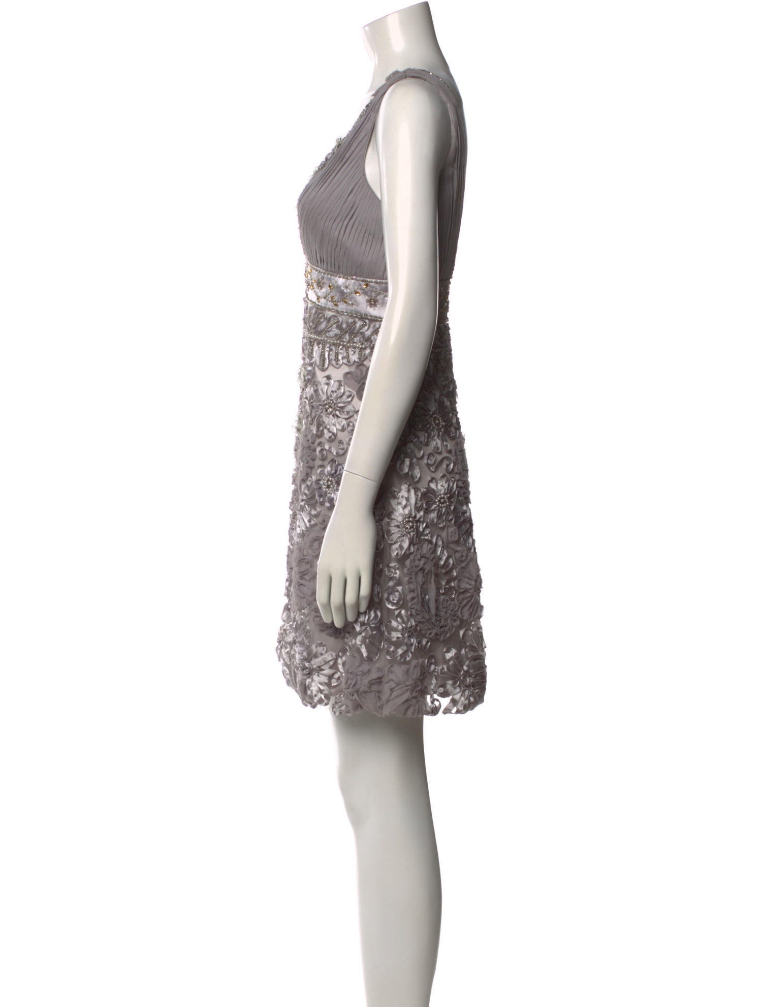 sue wong grey dress Vintage Y2K beaded fairy beaded crochet dress embellished homecoming fairycore prom evening occasion dress, Sue Wong Silver Knit Slip Dress