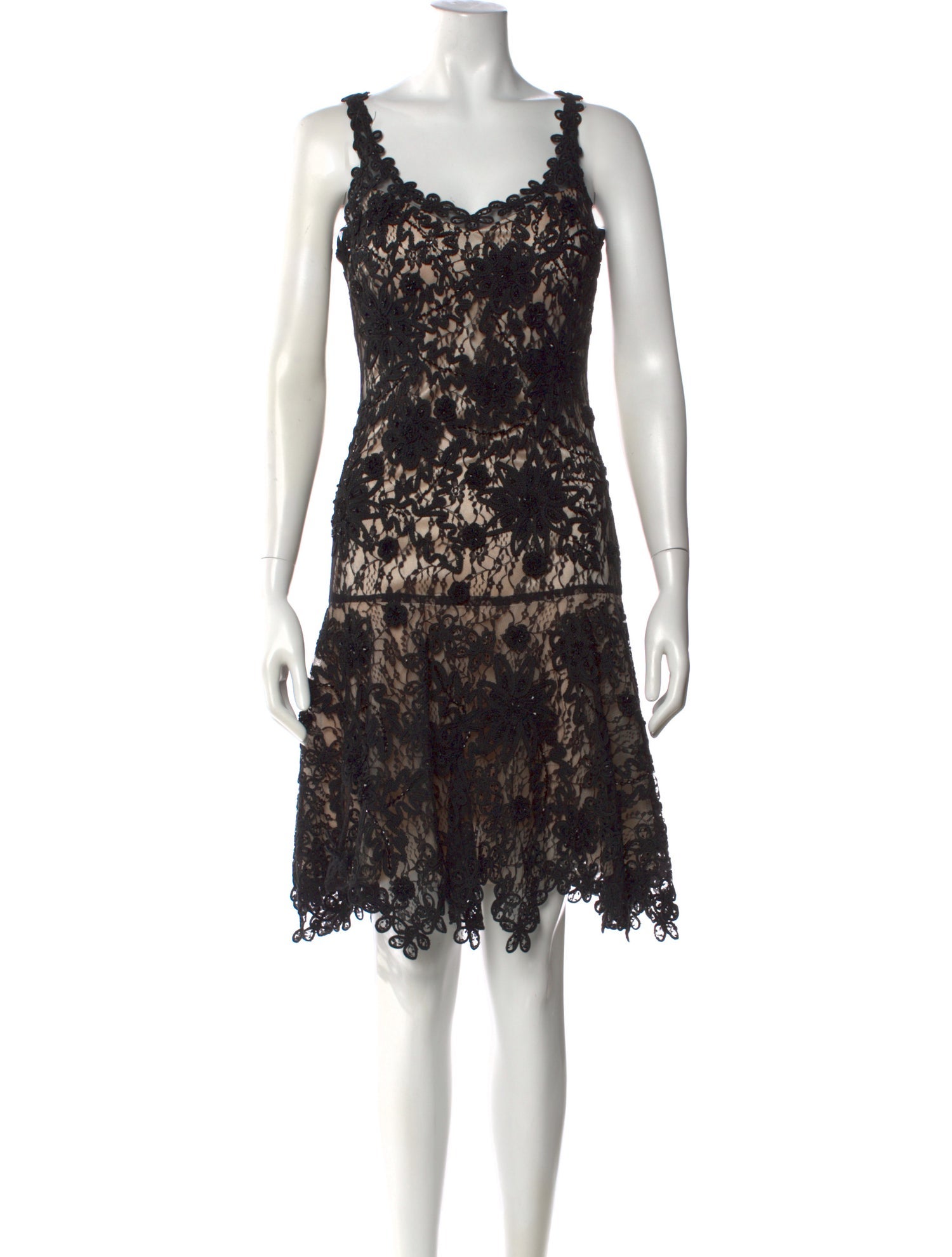 sue wong black lace dress Sue Wong Dress Beaded Sequin Evening Gown Black Lace Nude Sparkle 6 Short 17