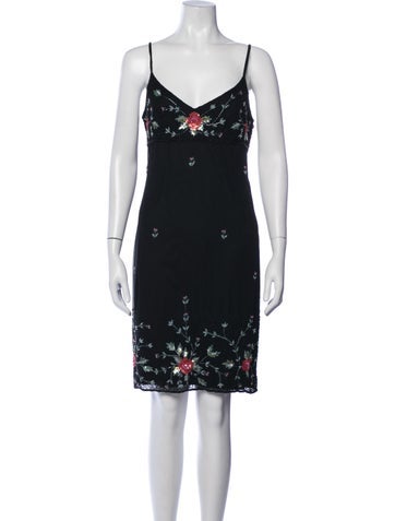Pre-owned Sue Wong Silk Mini Dress In Black/blue