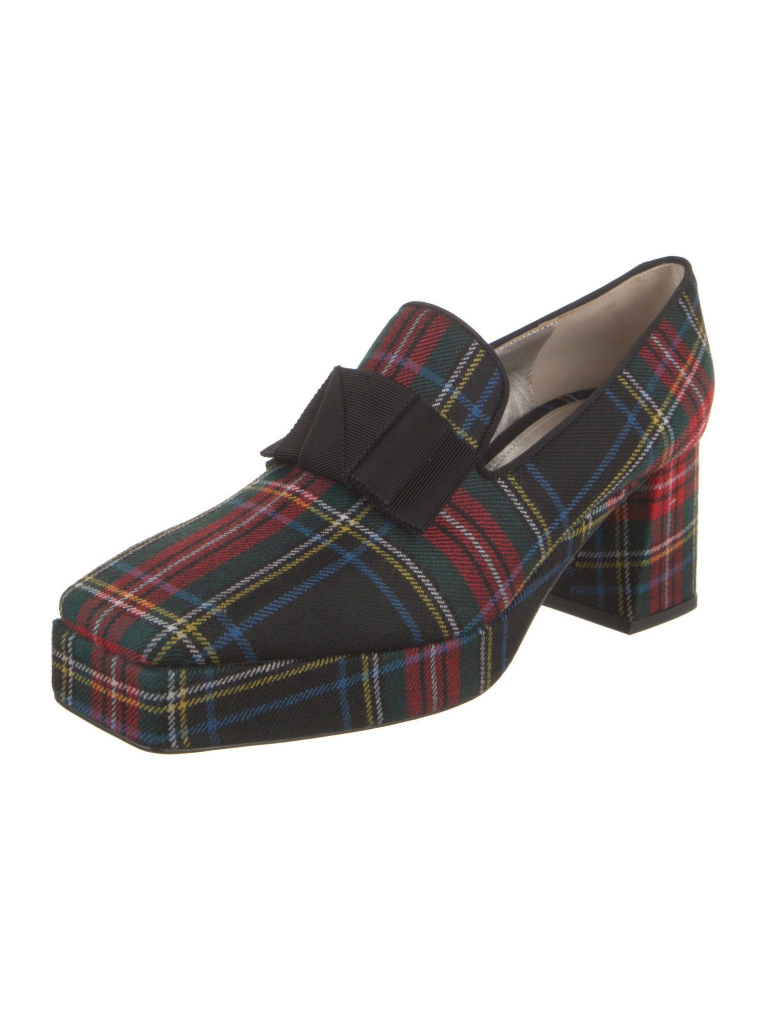 Suzanne Rae Plaid Print Bow Accents Pumps