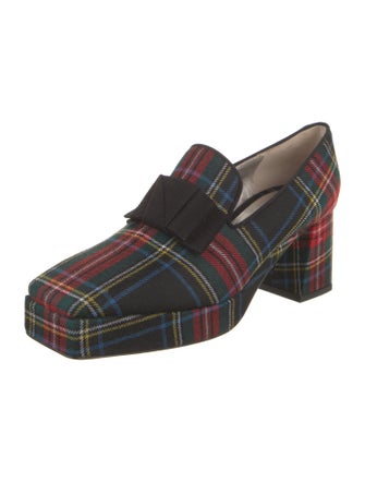 Suzanne Rae Plaid Print Bow Accents Pumps