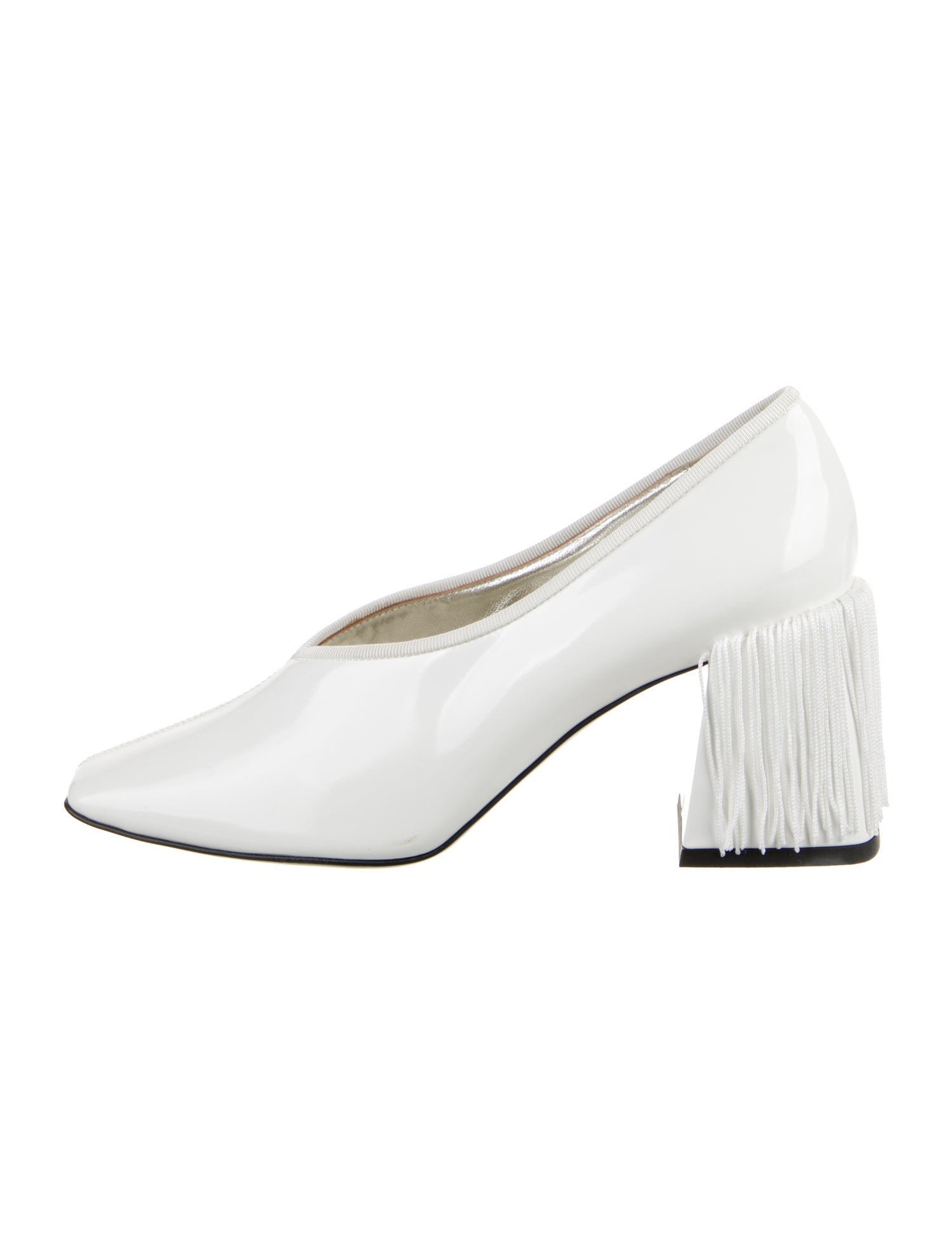 Suzanne Rae Patent Leather Fringe Trim Accent Pumps