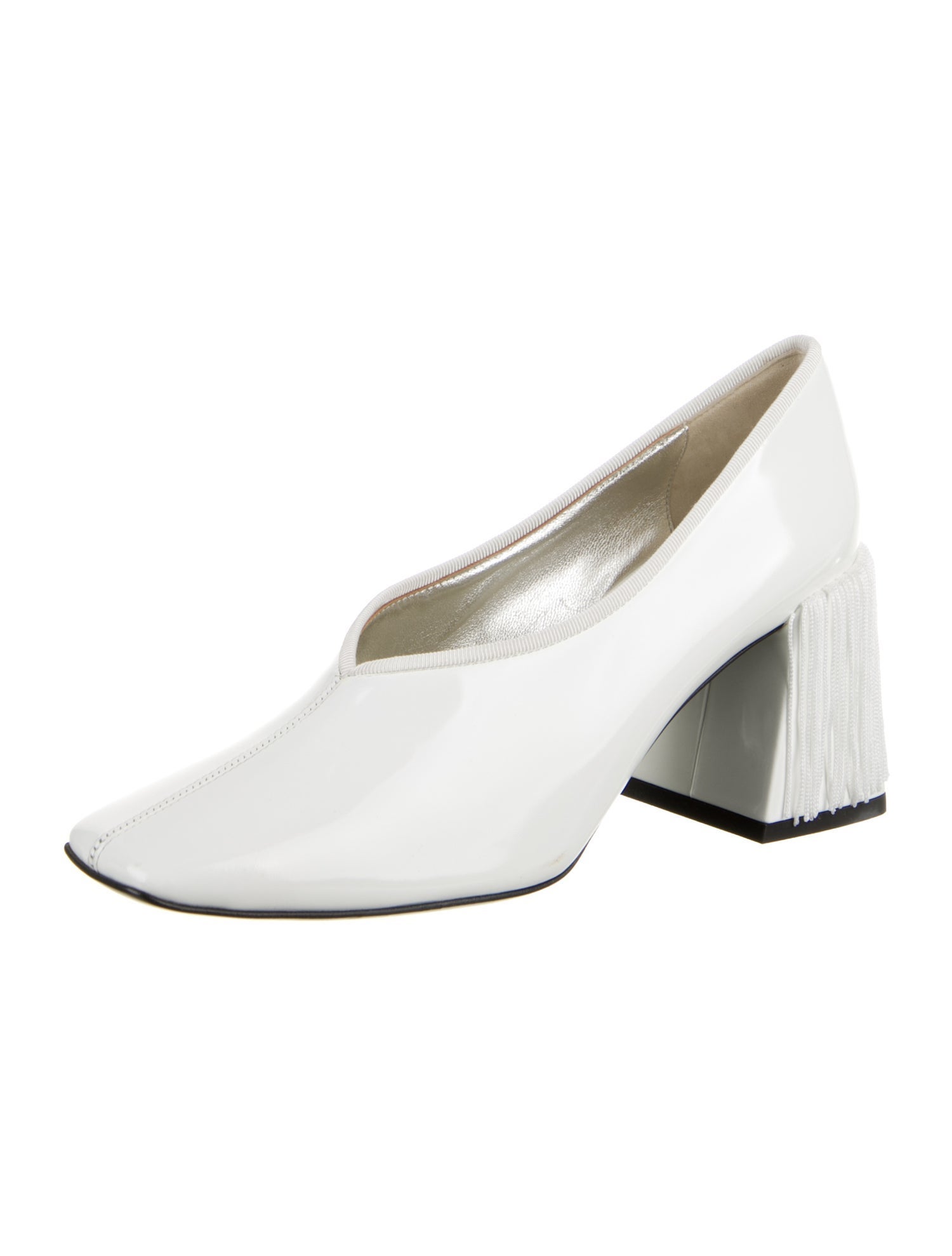 Suzanne Rae Patent Leather Fringe Trim Accent Pumps