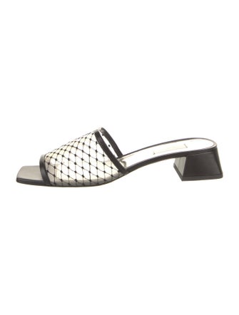 Suzanne Rae Leather Mesh Accents Slides