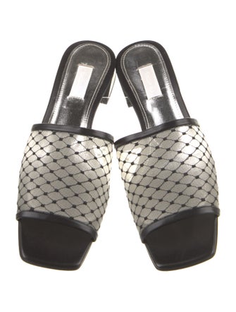 Suzanne Rae Leather Mesh Accents Slides