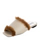 Suzanne Rae Leather Faux Fur Trim Slides