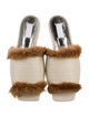 Suzanne Rae Leather Faux Fur Trim Slides