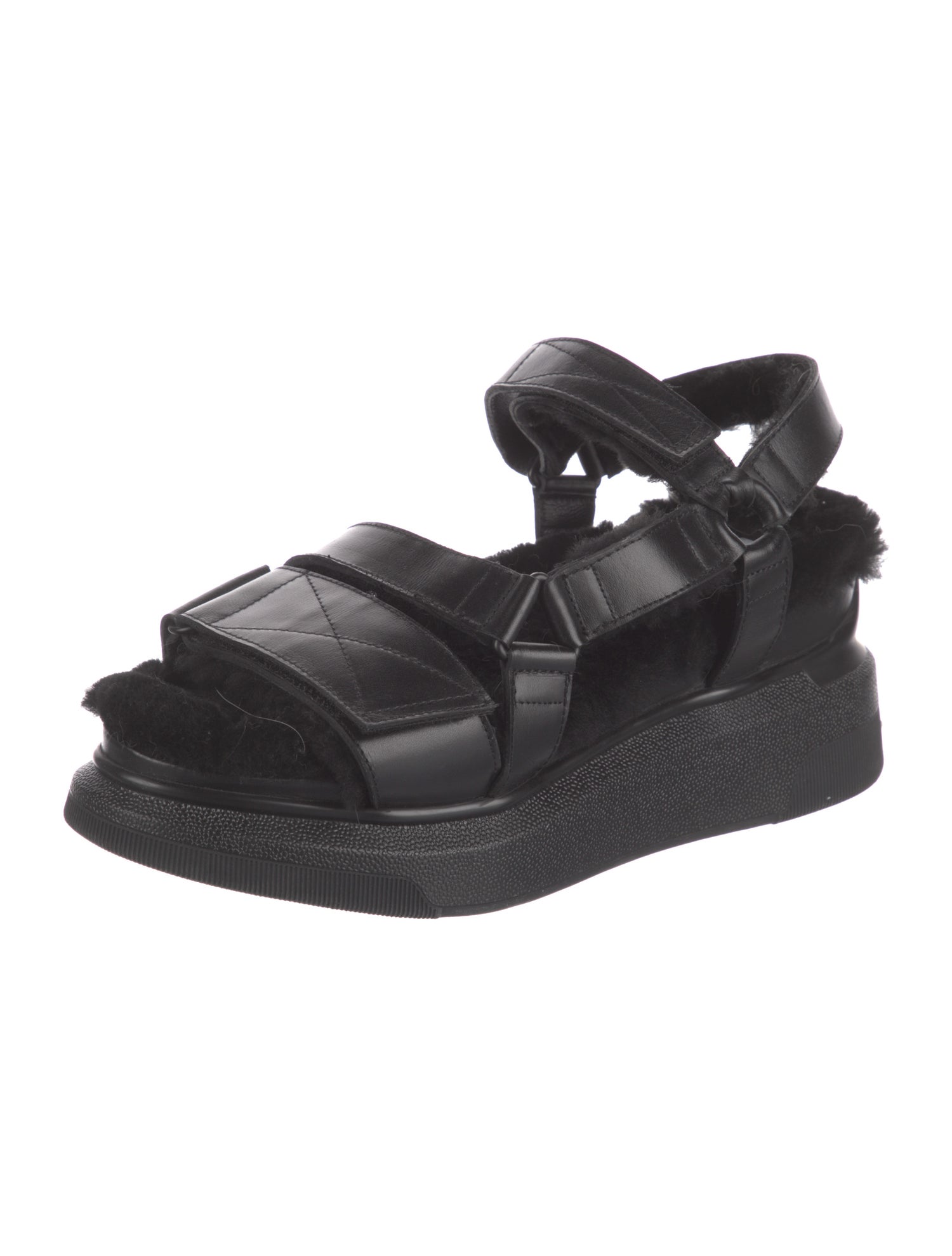 Suzanne Rae Shearling Fur Trim Slingback Sandals