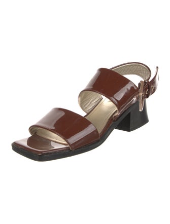Suzanne Rae Patent Leather Leather Trim Embellishment Slingback Sandals