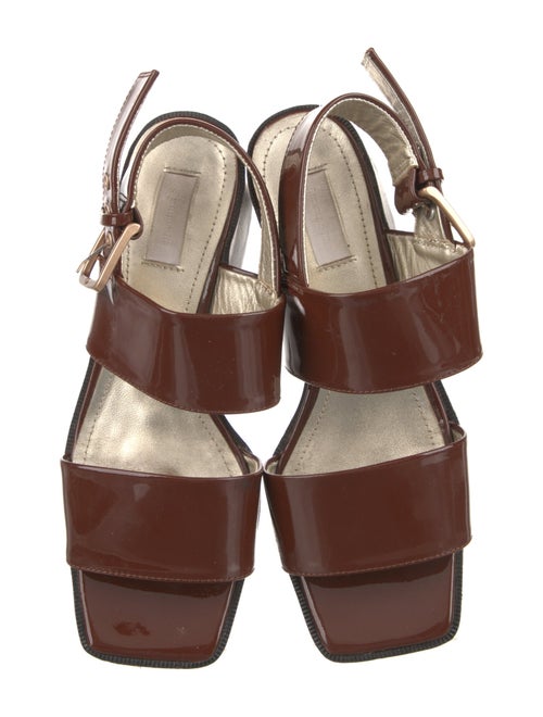 Suzanne Rae Patent Leather Leather Trim Embellishment Slingback Sandals