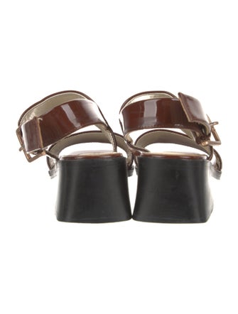 Suzanne Rae Patent Leather Leather Trim Embellishment Slingback Sandals
