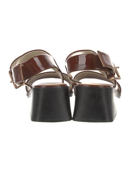 Suzanne Rae Patent Leather Leather Trim Embellishment Slingback Sandals