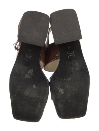 Suzanne Rae Patent Leather Leather Trim Embellishment Slingback Sandals