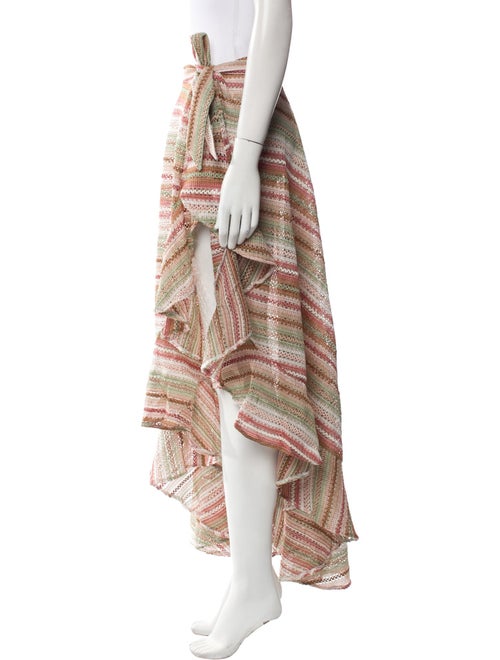 Sanlier Striped Ruffle Embellishment Cover-Up