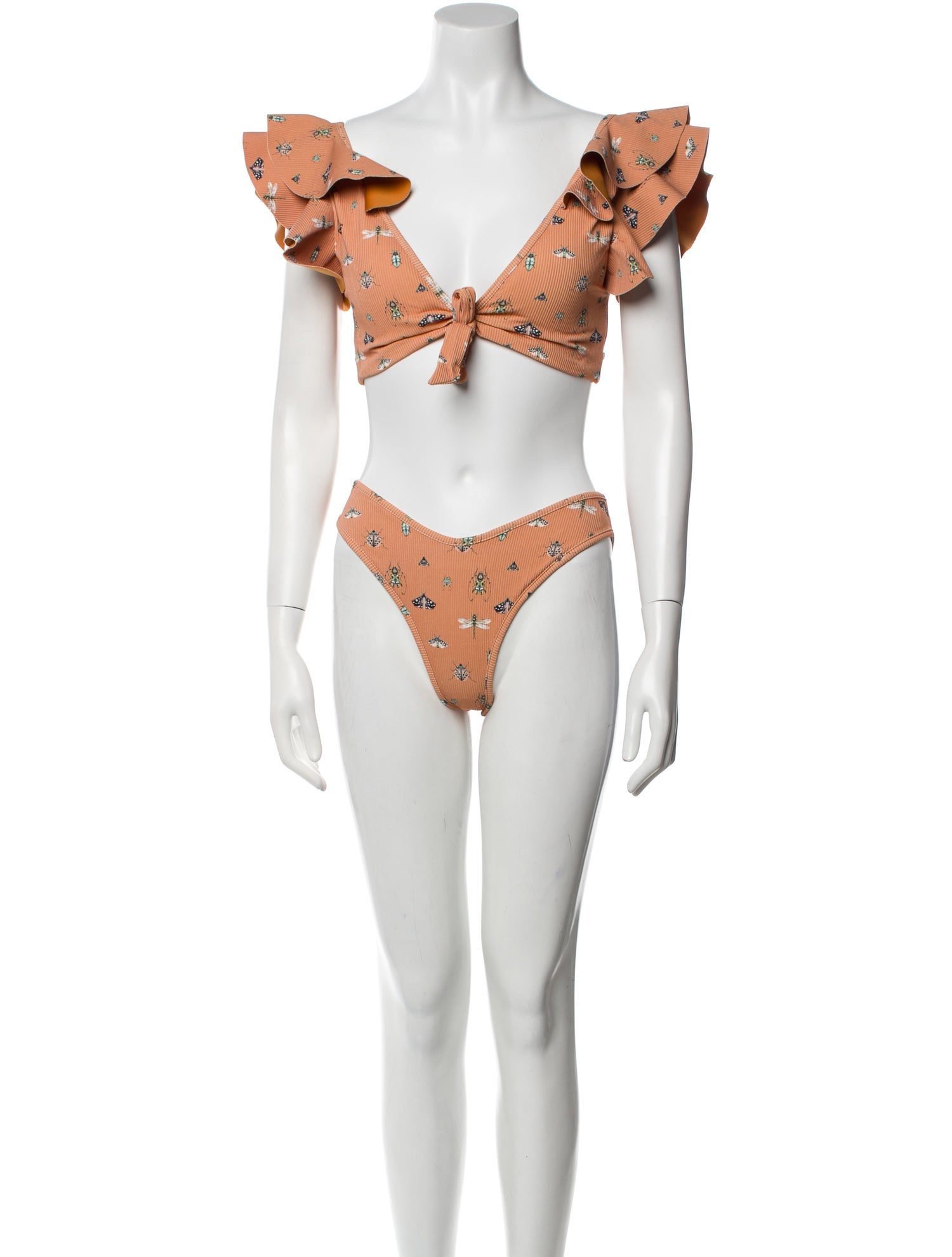 Sanlier Printed Bow Accents Bikini