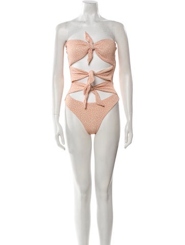 Sanlier Swimwear Polka Dot Print One-Piece M