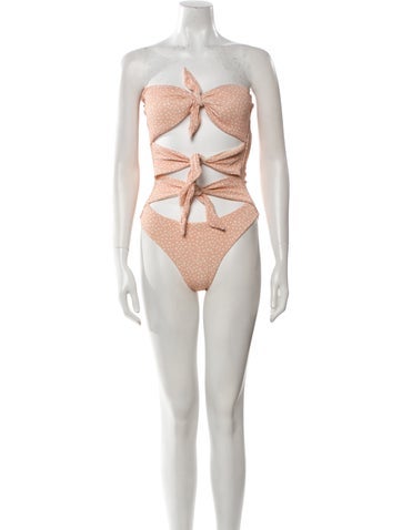 Sanlier Swimwear Polka Dot Print One-Piece L