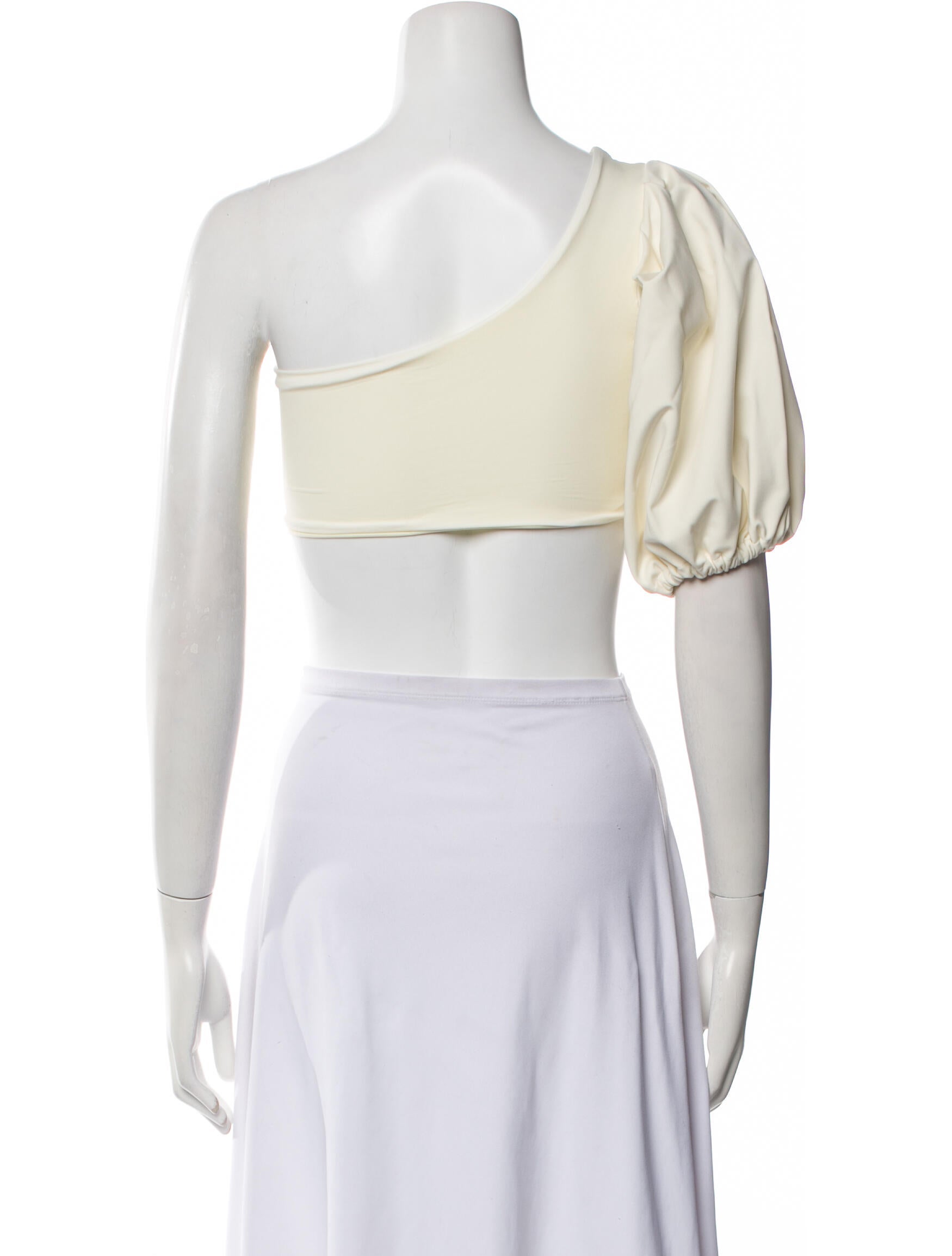 Sanlier One-Shoulder Short Sleeve Crop Top w/ Tags