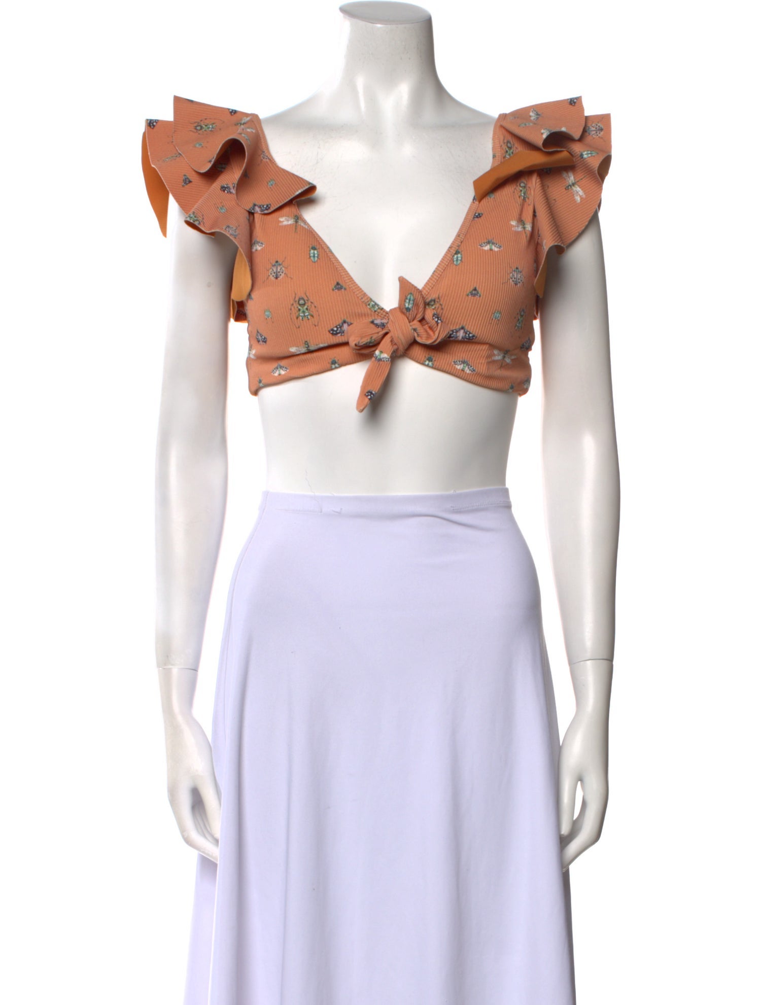 Sanlier Floral Print V-Neck Crop Top w/ Tags