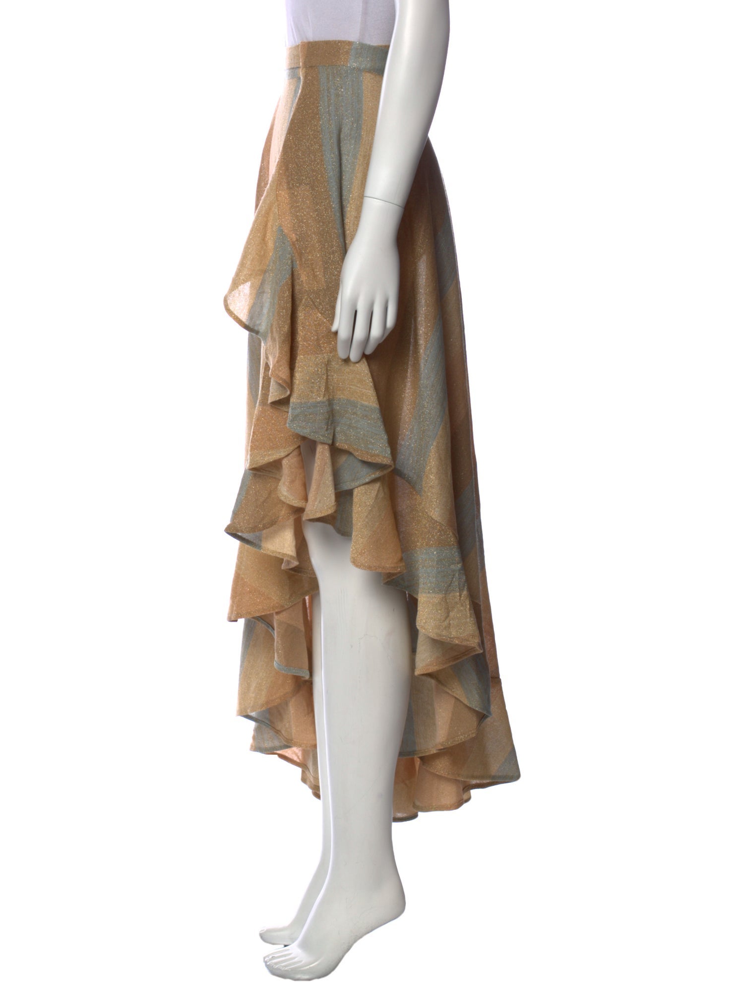 Sanlier Striped Midi Length Skirt