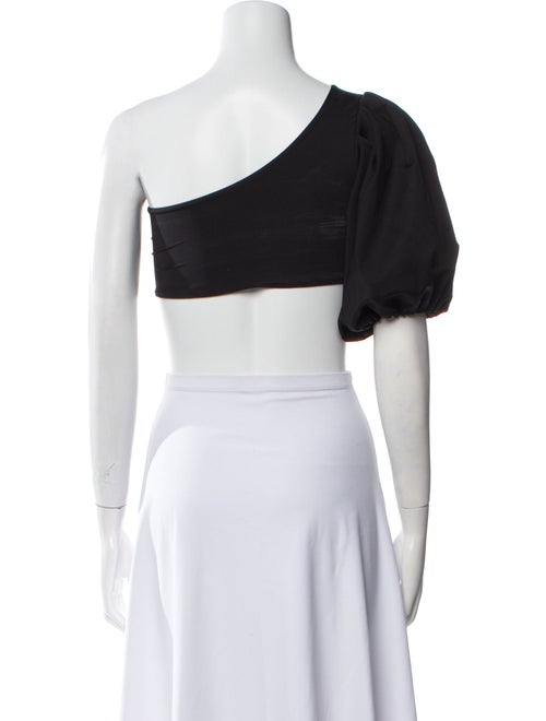 Sanlier One-Shoulder Short Sleeve Crop Top