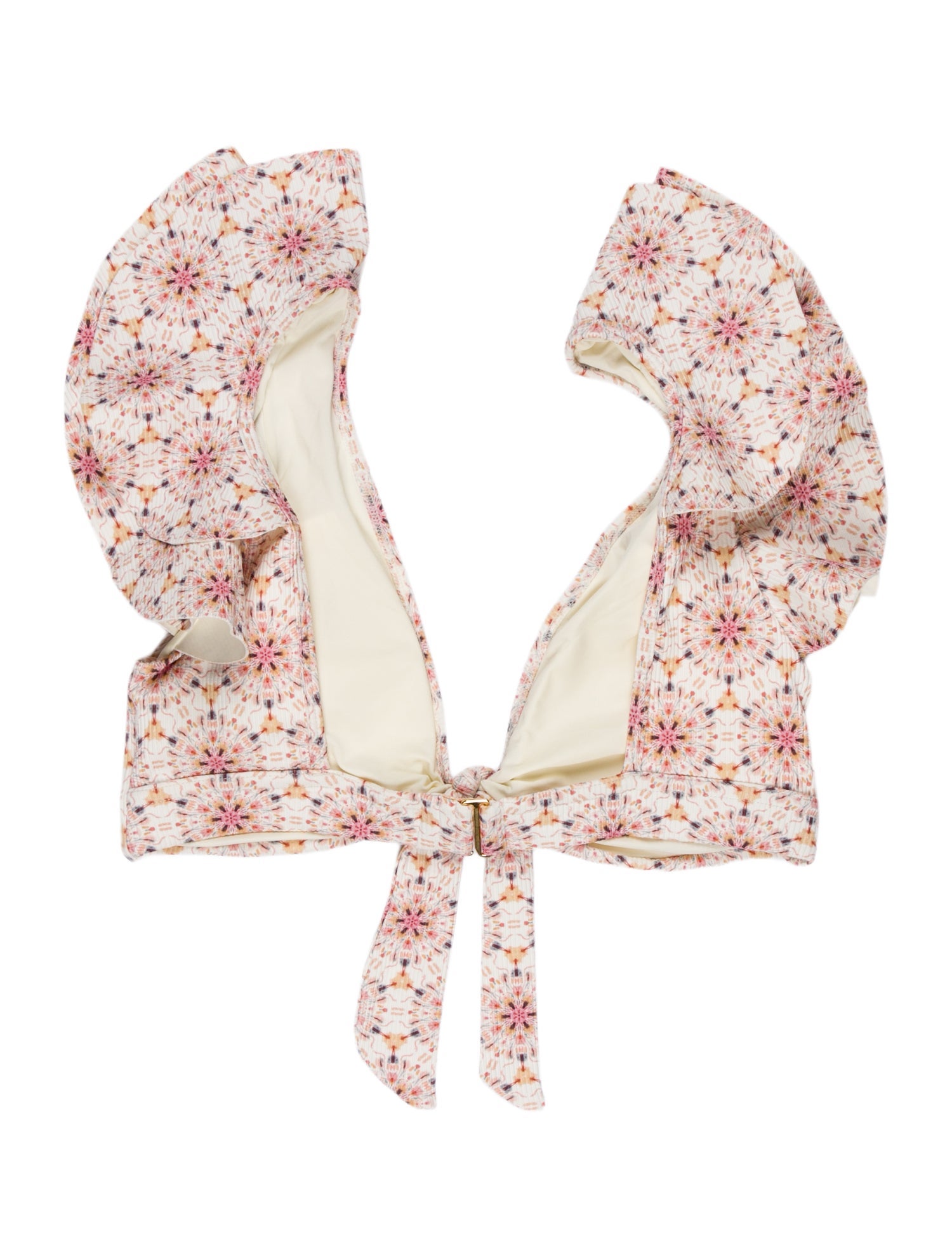 Sanlier Floral Print Ruffle Embellishment Top