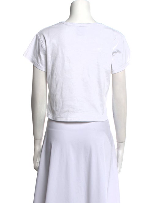 SUPER RÉAL: Claudia Schiffer Graphic Print Crew Neck Crop Top