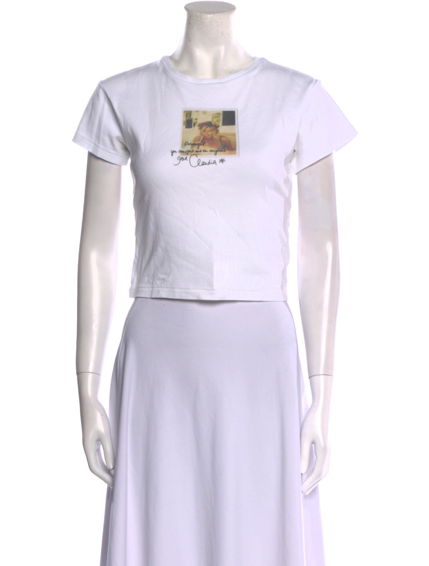 SUPER RÉAL: Claudia Schiffer Graphic Print Crew Neck T-Shirt