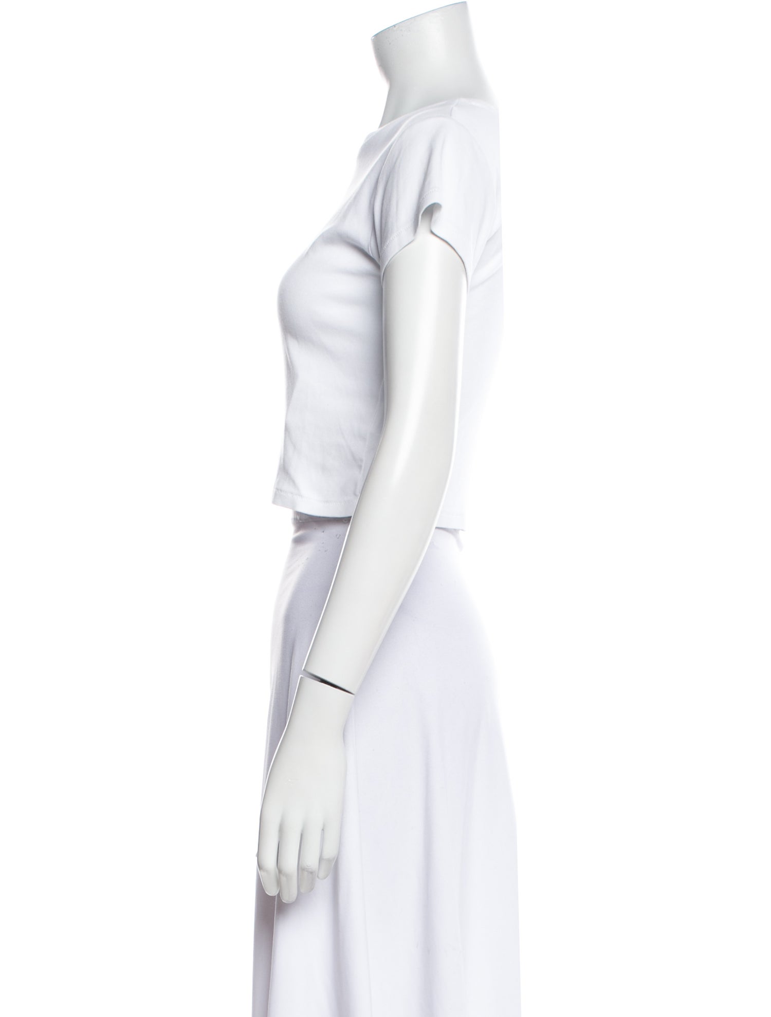 SUPER RÉAL: Claudia Schiffer Graphic Print Crew Neck Crop Top