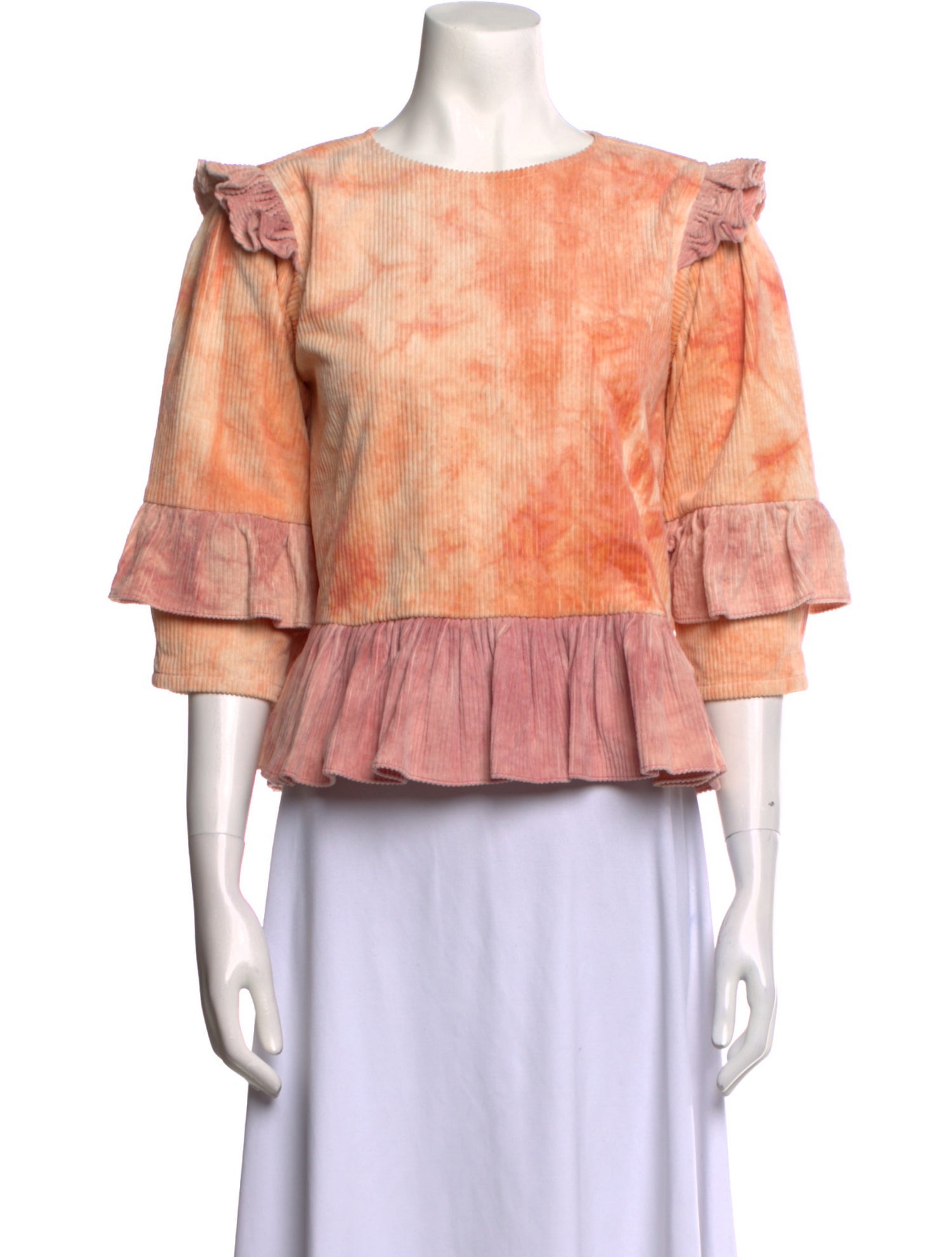 STORY mfg. Tie-Dye Print Bateau Neckline Blouse