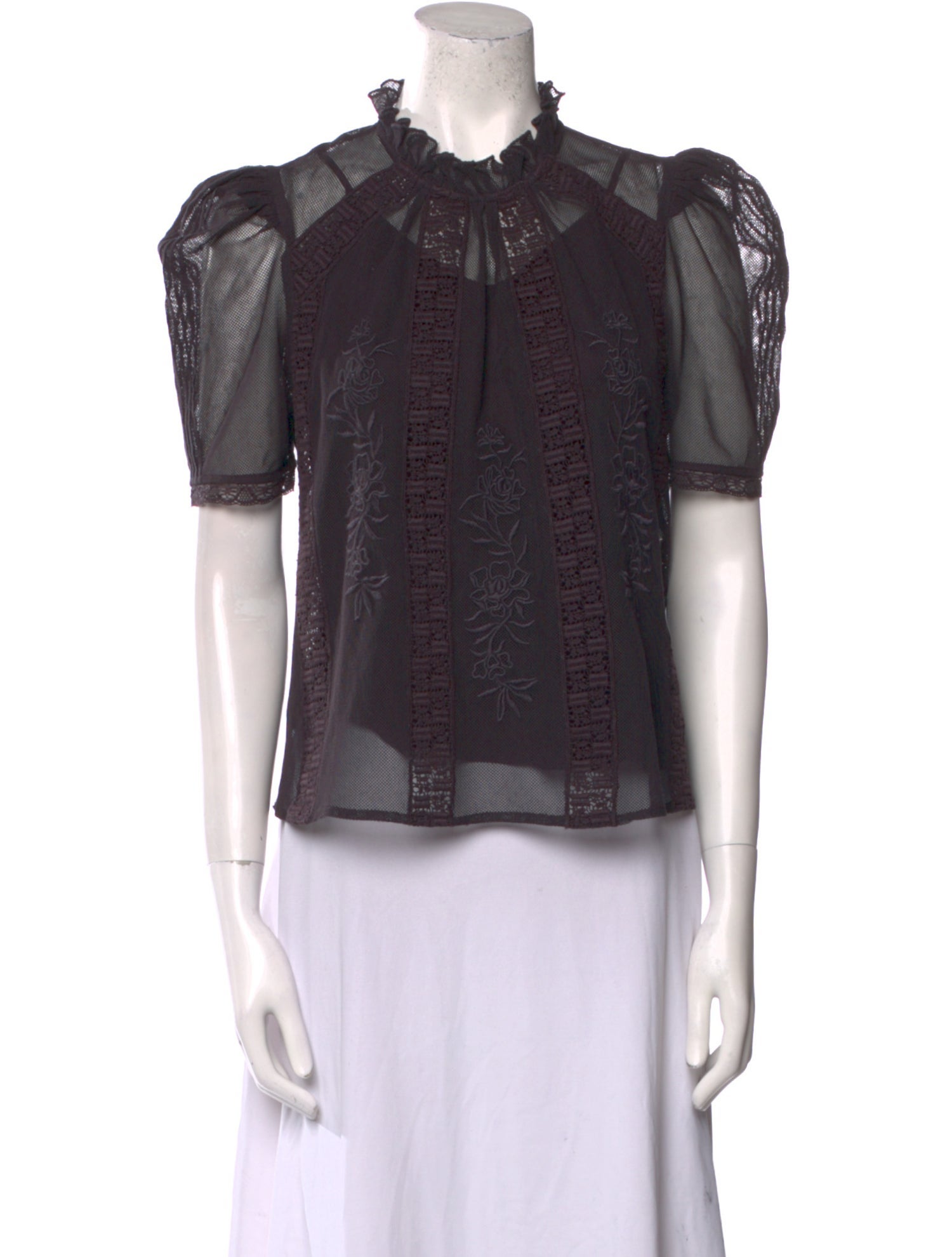 St. Roche Mock Neck Short Sleeve Blouse