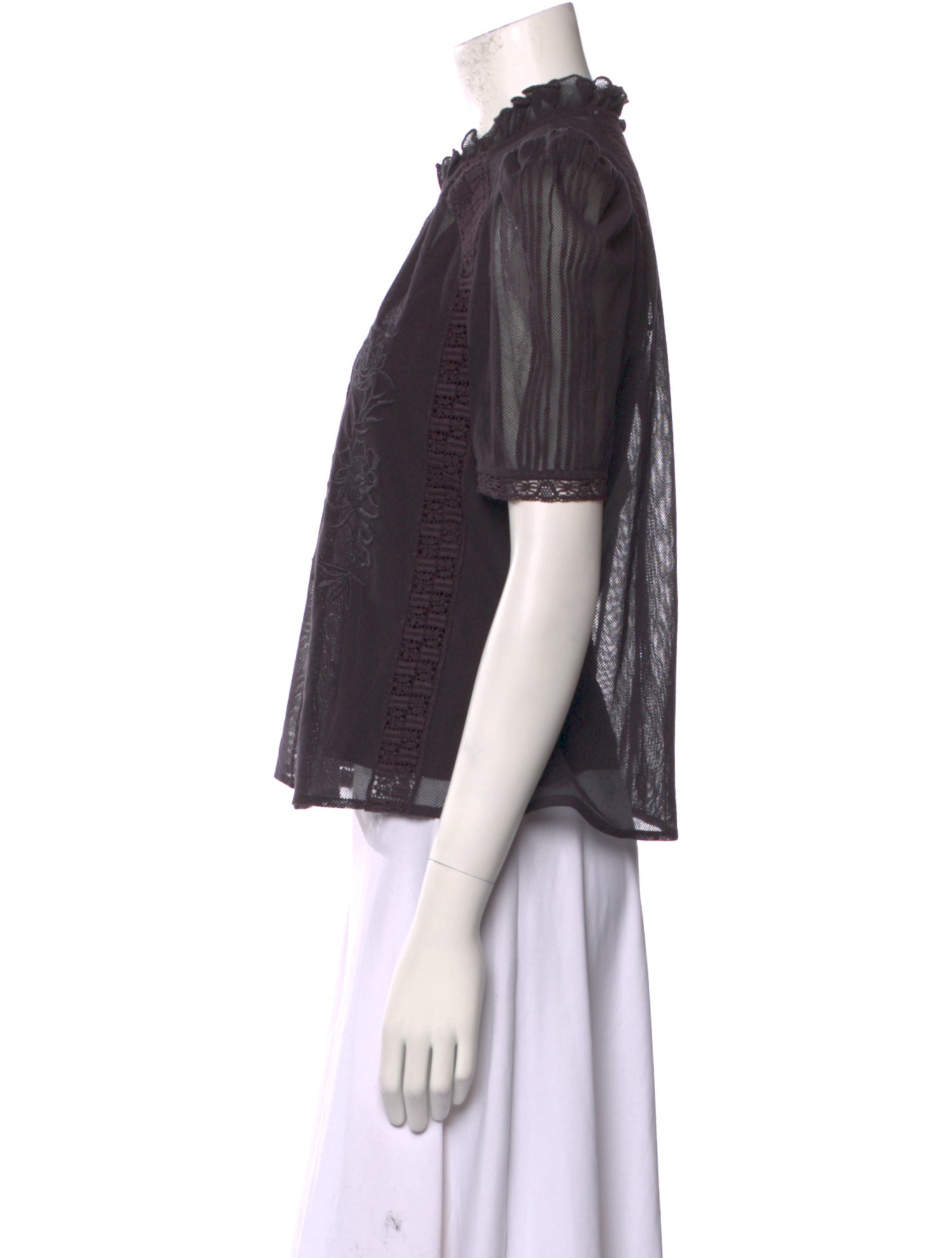 St. Roche Mock Neck Short Sleeve Blouse