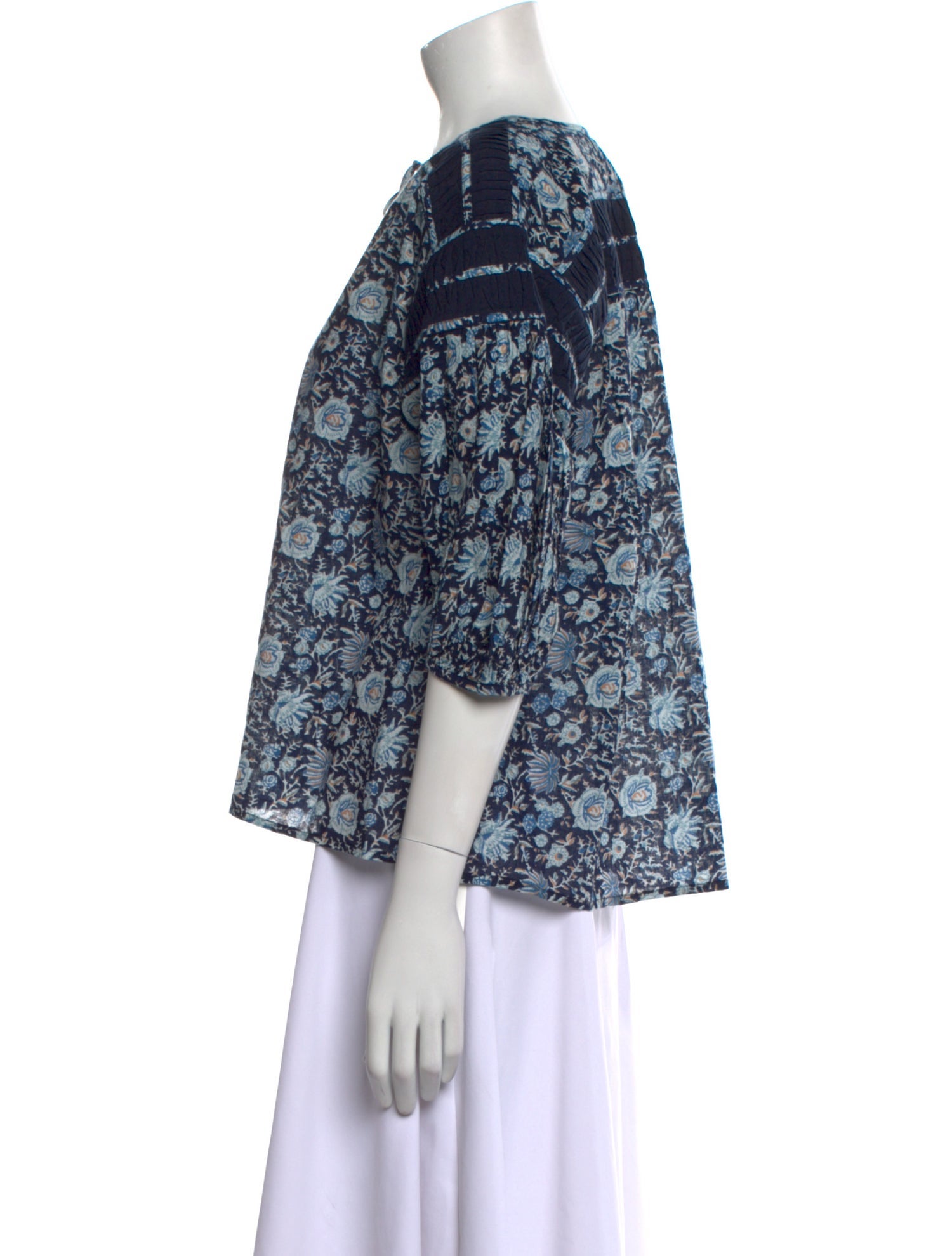 St. Roche Floral Print Tie Neck Blouse w/ Tags