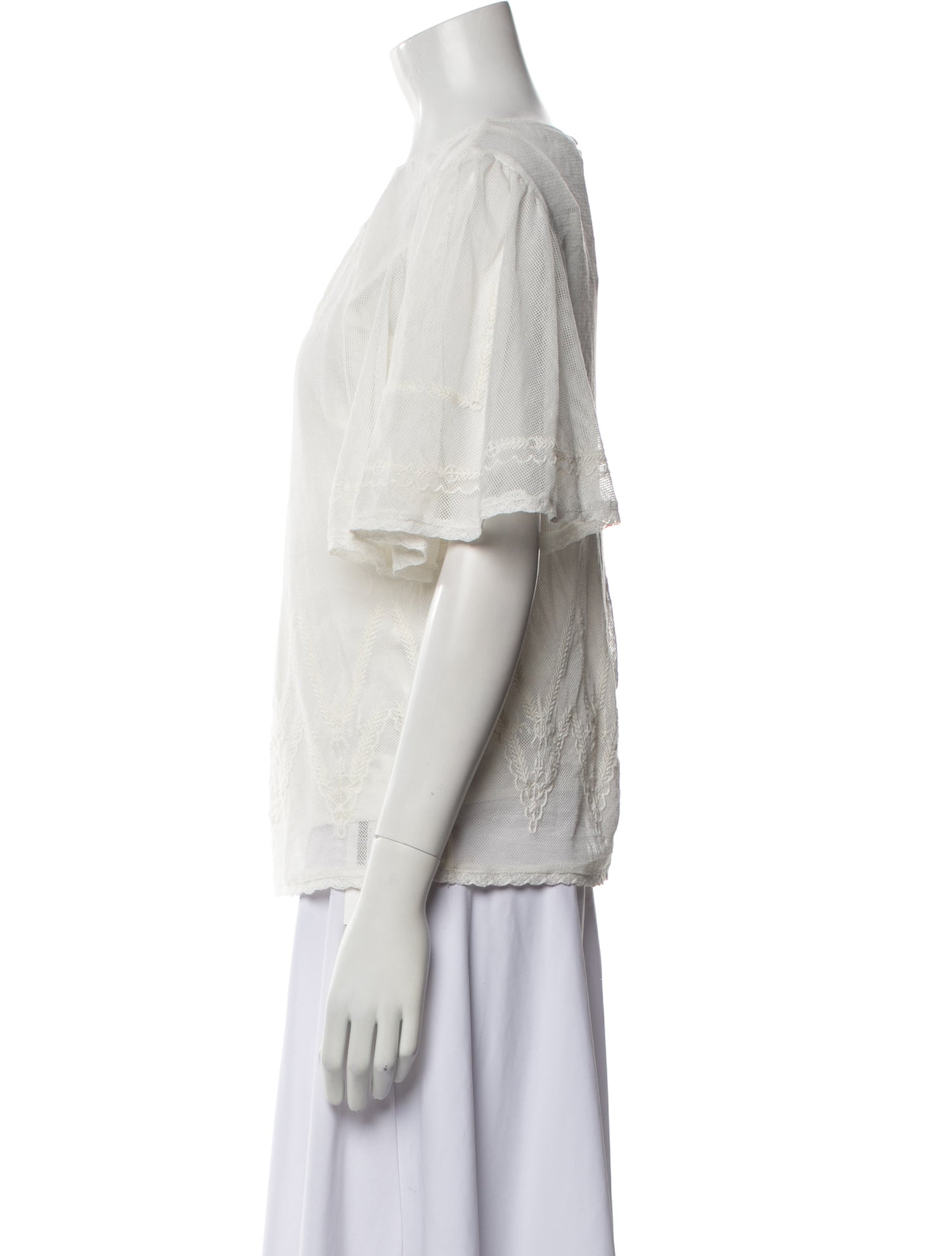 St. Roche Bateau Neckline Short Sleeve Blouse w/ Tags